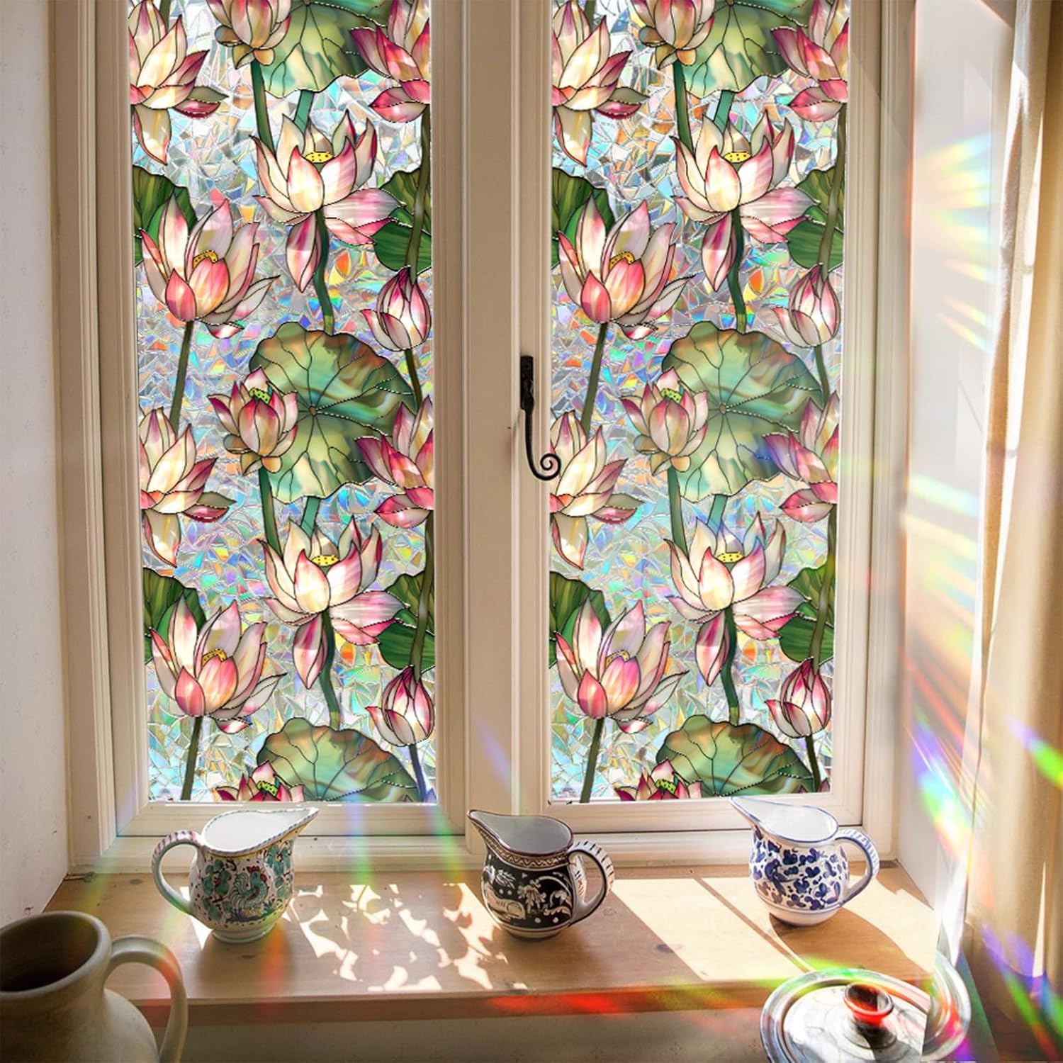Home Bathroom Window Tint - Filme de Vidro Estampado com Flores