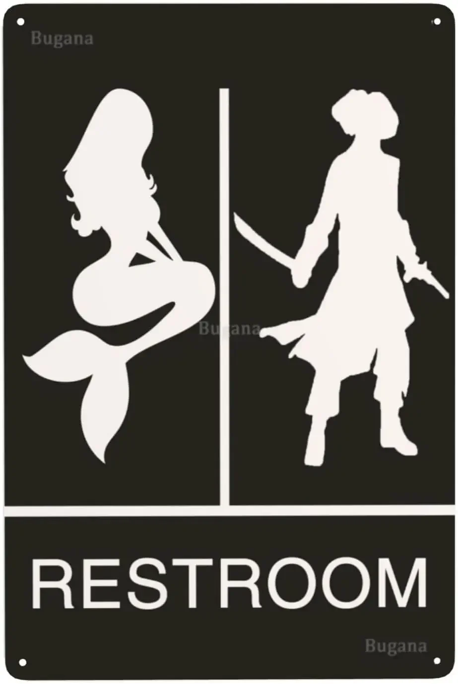 Home Bathroom Door - Placa de Metal Vintage Sereia Pirata