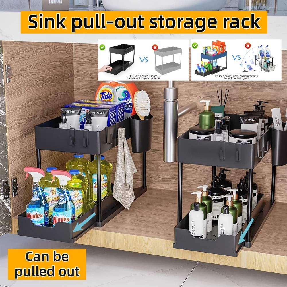 Home Depot Bathroom Sink - Organizador Deslizante de 2 Níveis para