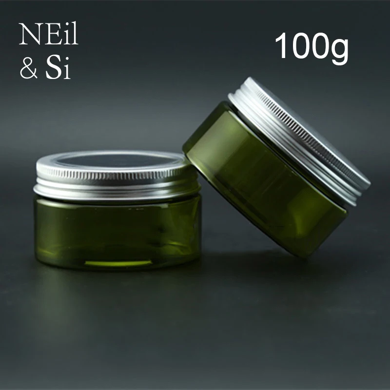 Bath Salts Jar - Plastic Green Jar com Metal Cap,