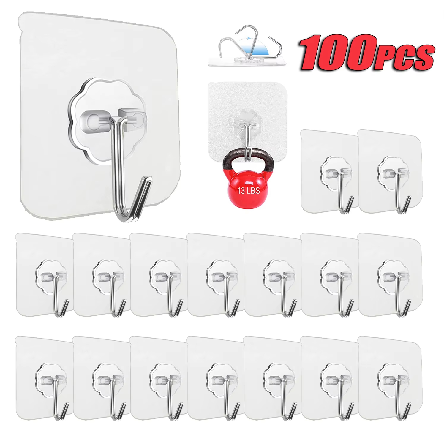 Towel Bar Stainless - Ganchos autoadesivos de aço inoxidável transparente