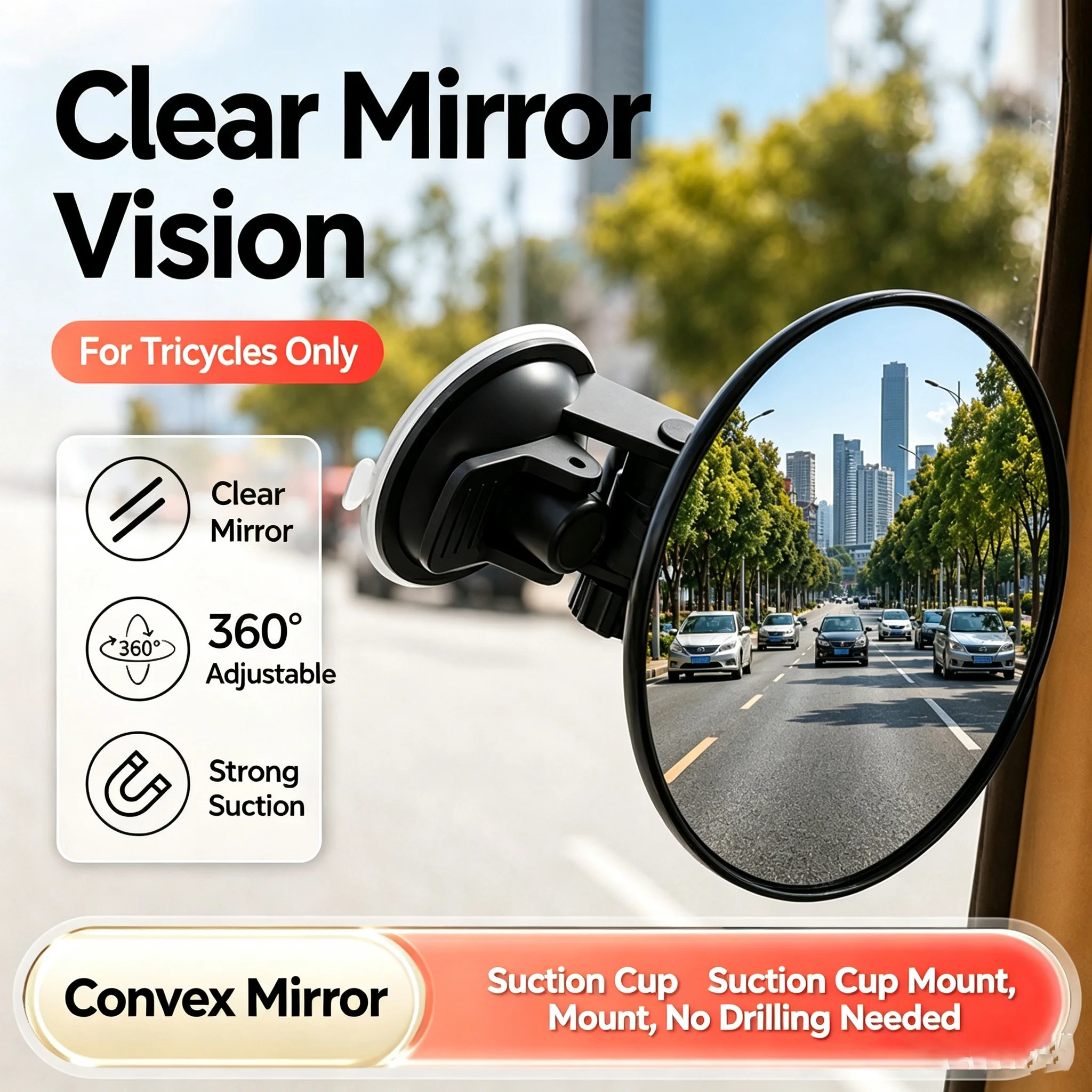 Shaving Mirror Suction - Espelho Auxiliar Redondo HD Rotativo 360