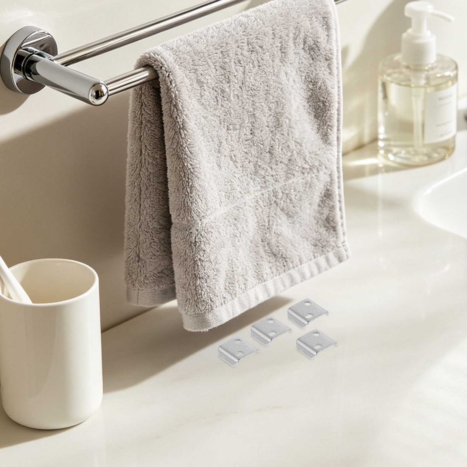 Towel Bar Stainless - Kit de 4 Peças para Montagem