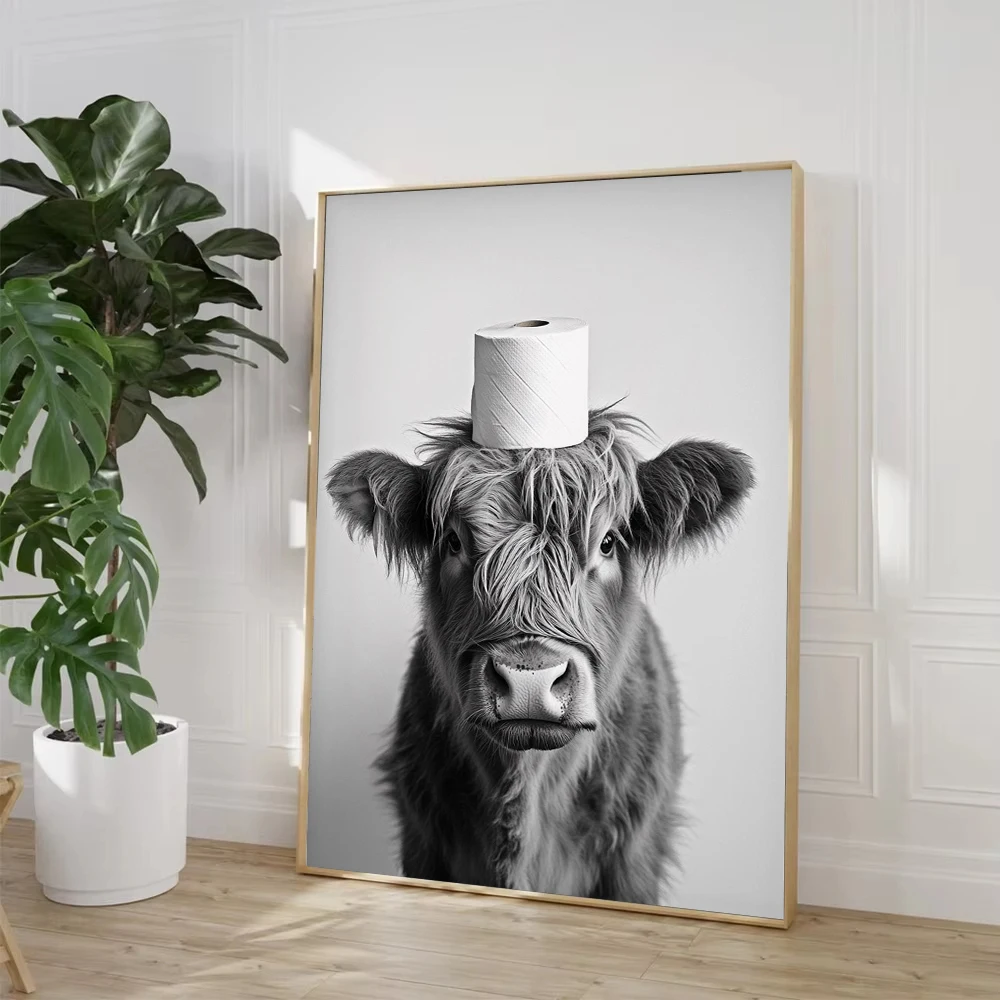 Pôster em Tela de Vaca Highlan - Home Bathroom Wallpaper avaliação e preço