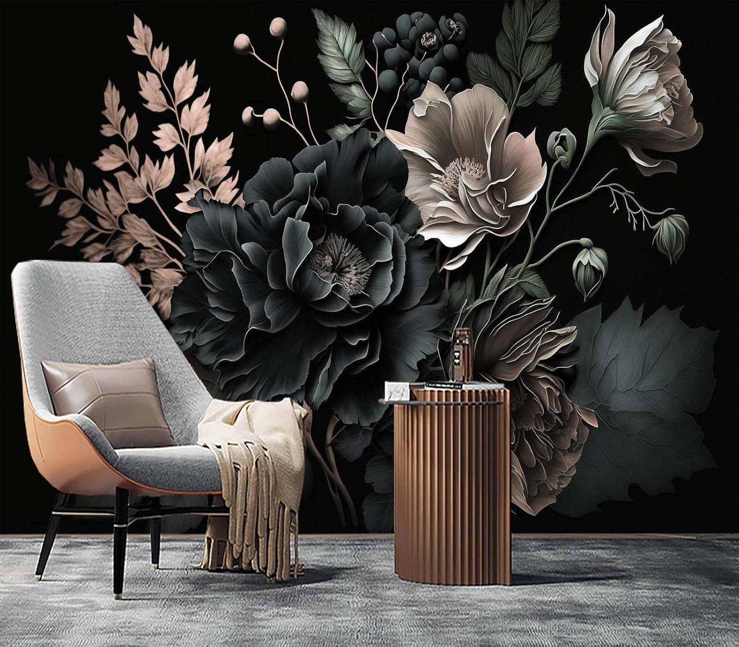 Tapeçaria Dramática Floral Esc - Home Bathroom Wallpaper avaliação e preço