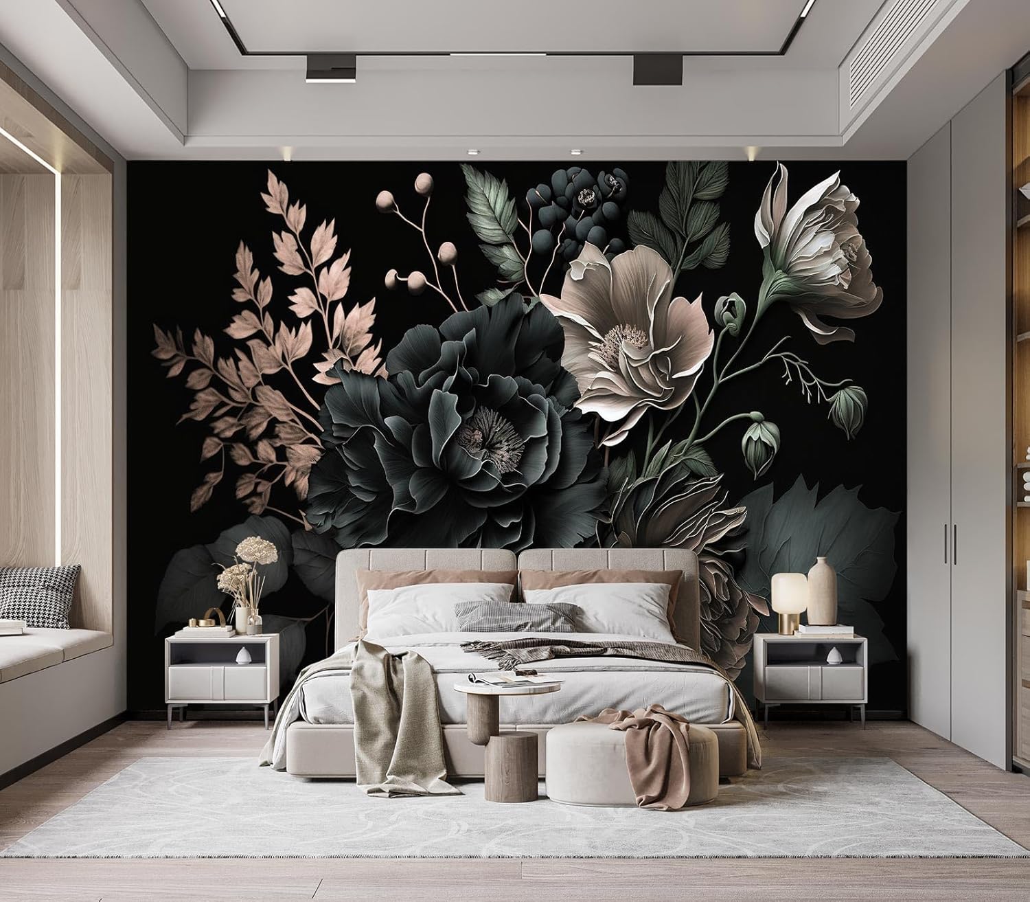 Tapeçaria Dramática Floral Esc - Home Bathroom Wallpaper avaliação e preço