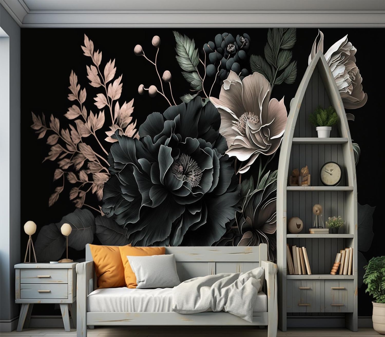 Tapeçaria Dramática Floral Esc - Home Bathroom Wallpaper avaliação e preço